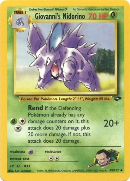 Giovanni's Nidorino (45/132) [Gym Challenge Unlimited] | Jomio and Rueliete's Cards and Comics