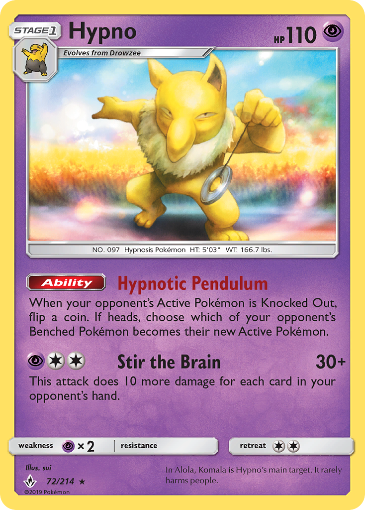 Hypno (72/214) [Sun & Moon: Unbroken Bonds] | Jomio and Rueliete's Cards and Comics