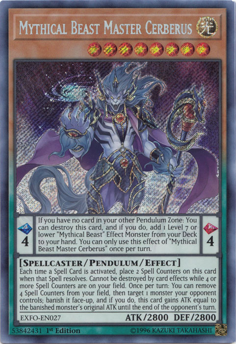 Mythical Beast Master Cerberus [EXFO-EN027] Secret Rare | Jomio and Rueliete's Cards and Comics