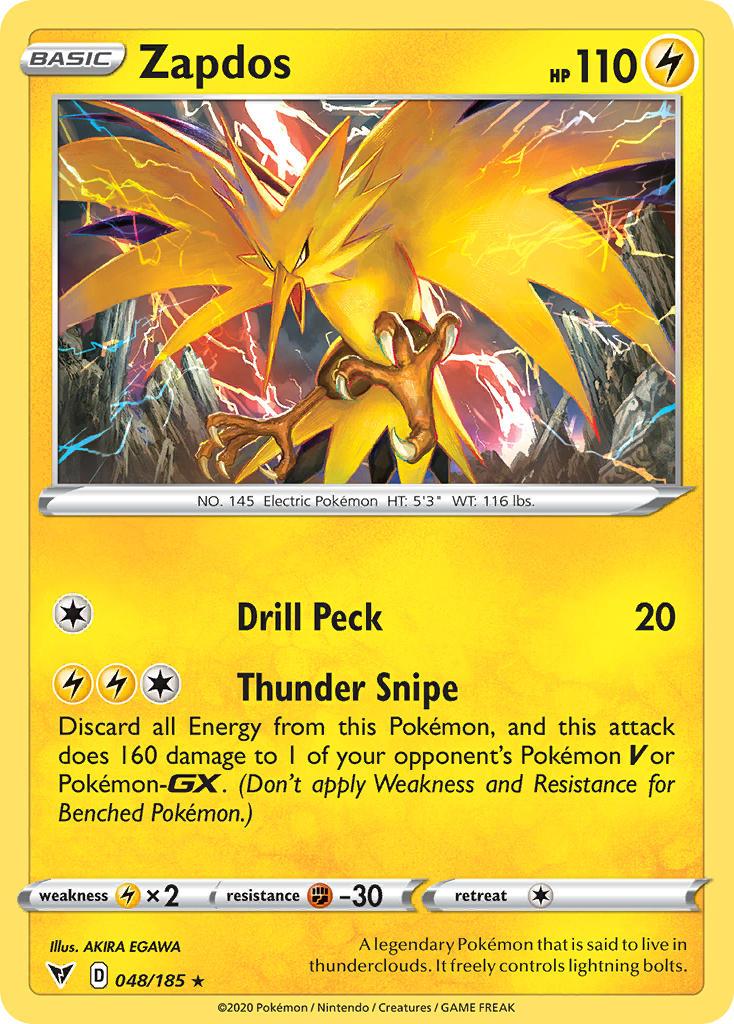 Zapdos (048/185) [Sword & Shield: Vivid Voltage] | Jomio and Rueliete's Cards and Comics