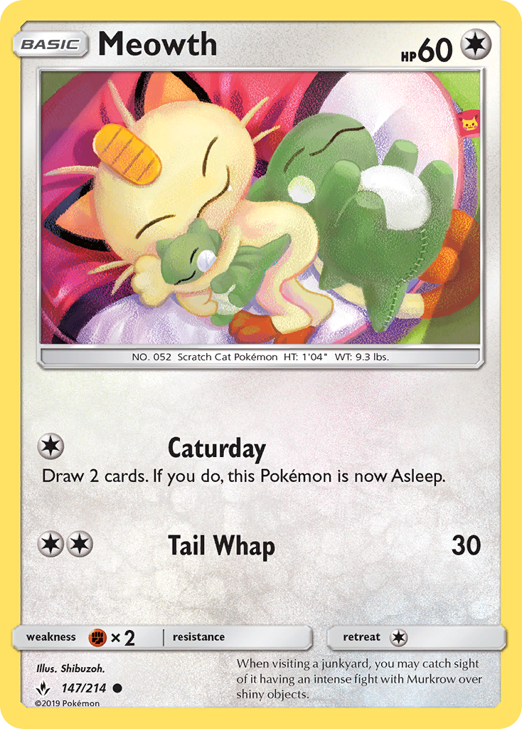 Meowth (147/214) [Sun & Moon: Unbroken Bonds] | Jomio and Rueliete's Cards and Comics