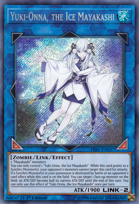 Yuki-Onna, the Ice Mayakashi [HISU-EN037] Secret Rare | Jomio and Rueliete's Cards and Comics
