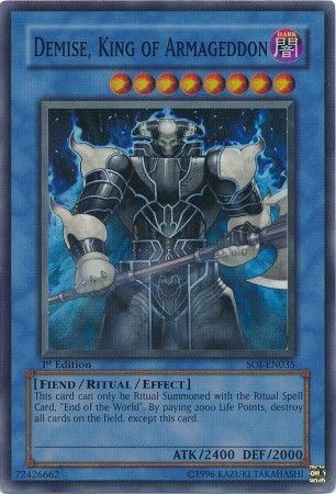 Demise, King of Armageddon [SOI-EN035] Super Rare | Jomio and Rueliete's Cards and Comics