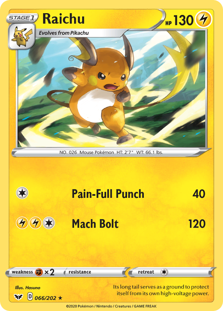 Raichu (066/202) [Sword & Shield: Base Set] | Jomio and Rueliete's Cards and Comics