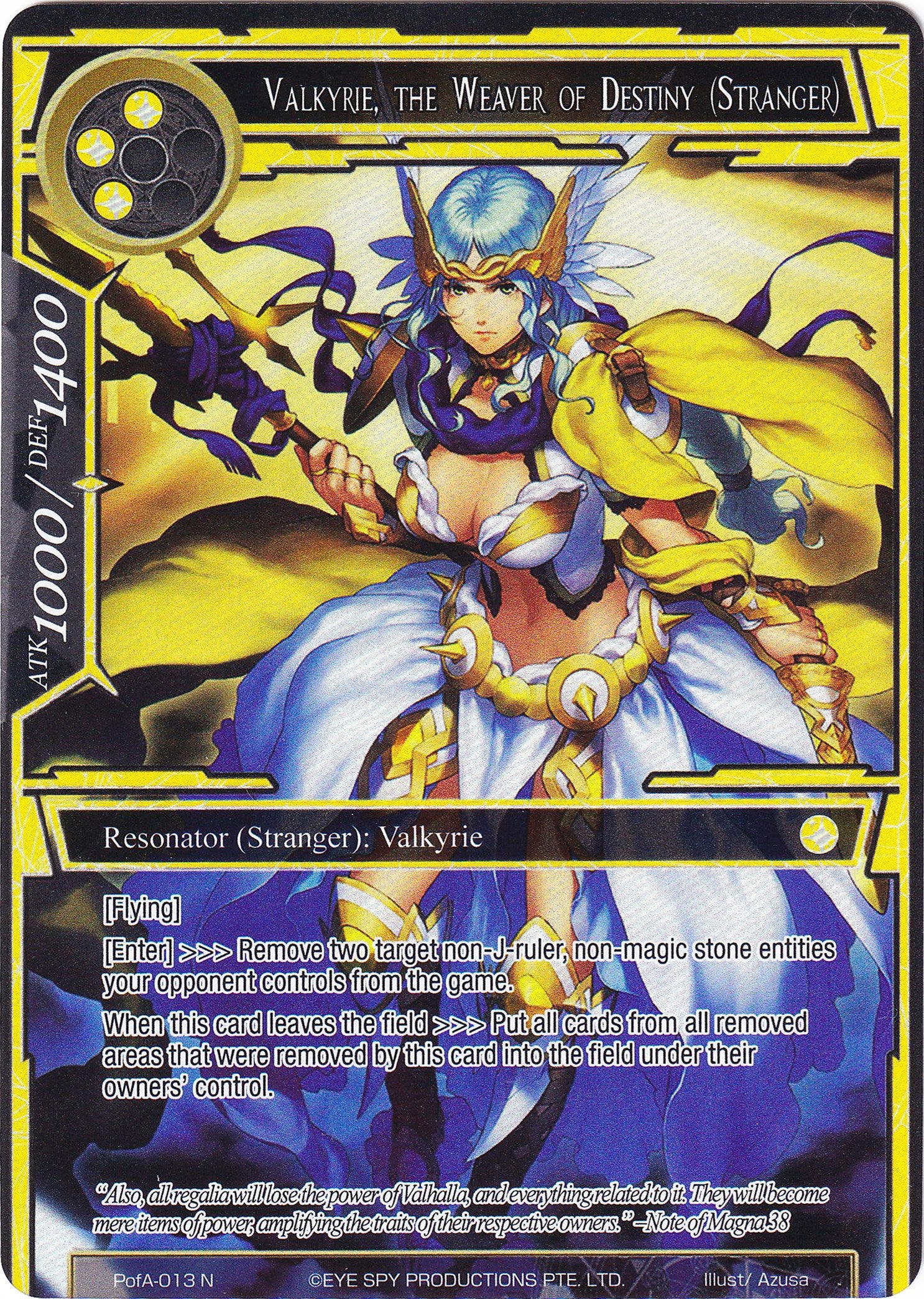 Valkyrie, the Weaver of Destiny (Stranger) (Full Art) (PofA-013) [Alice Origin IV: Prologue of Attoractia] | Jomio and Rueliete's Cards and Comics