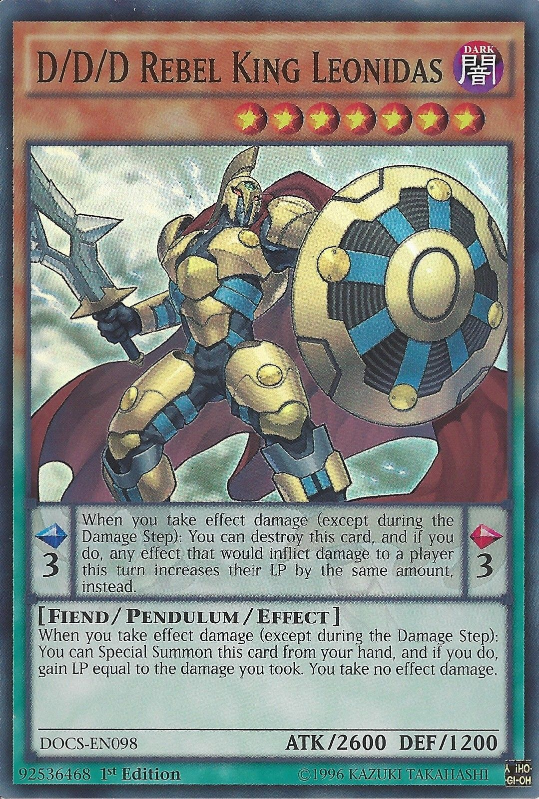 D/D/D Rebel King Leonidas [DOCS-EN098] Super Rare | Jomio and Rueliete's Cards and Comics