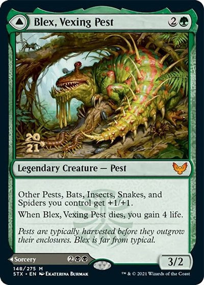 Blex, Vexing Pest // Search for Blex [Strixhaven: School of Mages Prerelease Promos] | Jomio and Rueliete's Cards and Comics