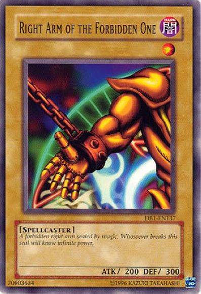 Right Arm of the Forbidden One [DB1-EN137] Common | Jomio and Rueliete's Cards and Comics