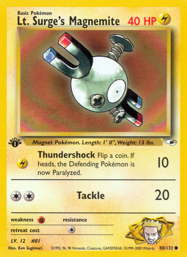 Lt. Surge's Magnemite (80/132) [Gym Heroes 1st Edition] | Jomio and Rueliete's Cards and Comics
