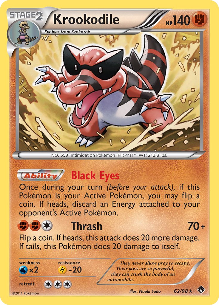 Krookodile (62/98) (Theme Deck Exclusive) [Black & White: Emerging Powers] | Jomio and Rueliete's Cards and Comics