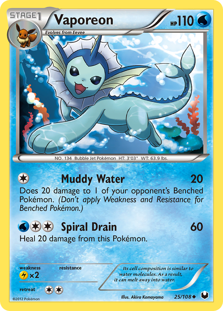 Vaporeon (25/108) [Black & White: Dark Explorers] | Jomio and Rueliete's Cards and Comics