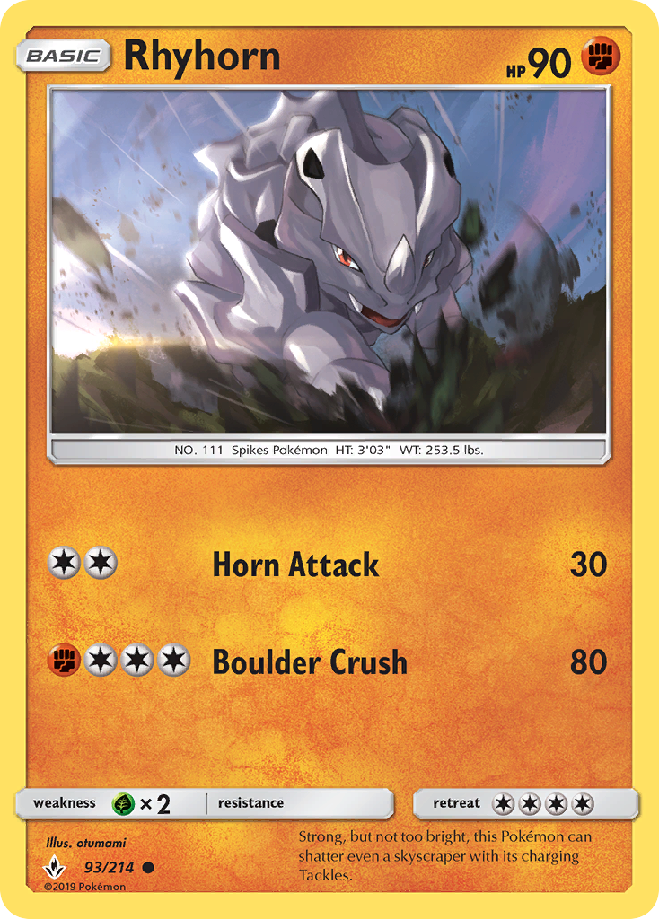 Rhyhorn (93/214) [Sun & Moon: Unbroken Bonds] | Jomio and Rueliete's Cards and Comics