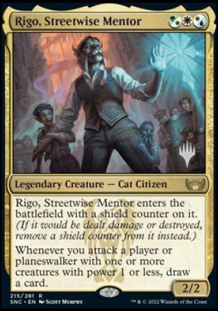 Rigo, Streetwise Mentor (Promo Pack) [Streets of New Capenna Promos] | Jomio and Rueliete's Cards and Comics