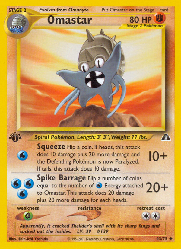 Omastar (43/75) [Neo Discovery 1st Edition] | Jomio and Rueliete's Cards and Comics