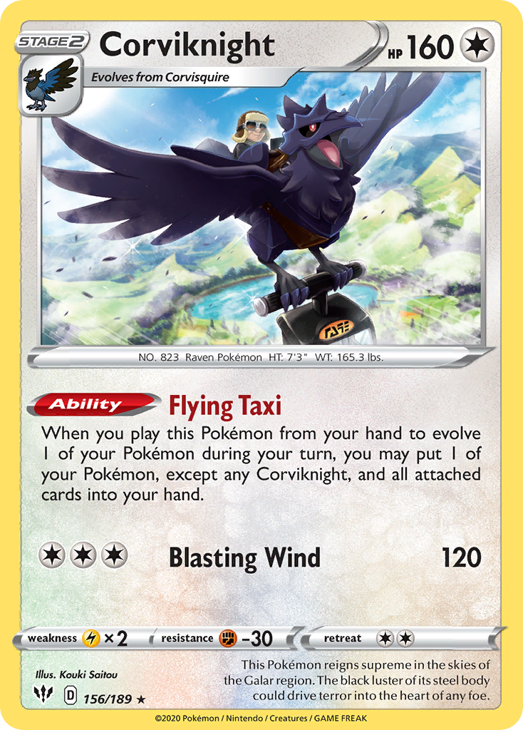 Corviknight (156/189) [Sword & Shield: Darkness Ablaze] | Jomio and Rueliete's Cards and Comics