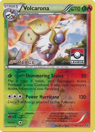 Volcarona (15/114) (League Promo 4th Place) [XY: Steam Siege] | Jomio and Rueliete's Cards and Comics