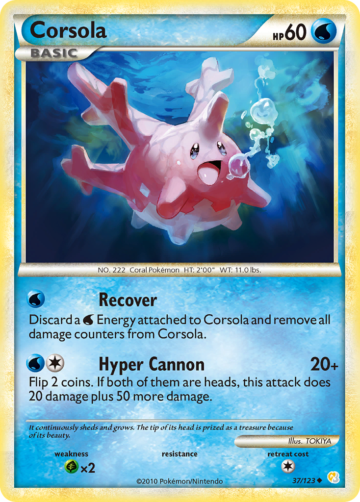 Corsola (37/123) [HeartGold & SoulSilver: Base Set] | Jomio and Rueliete's Cards and Comics