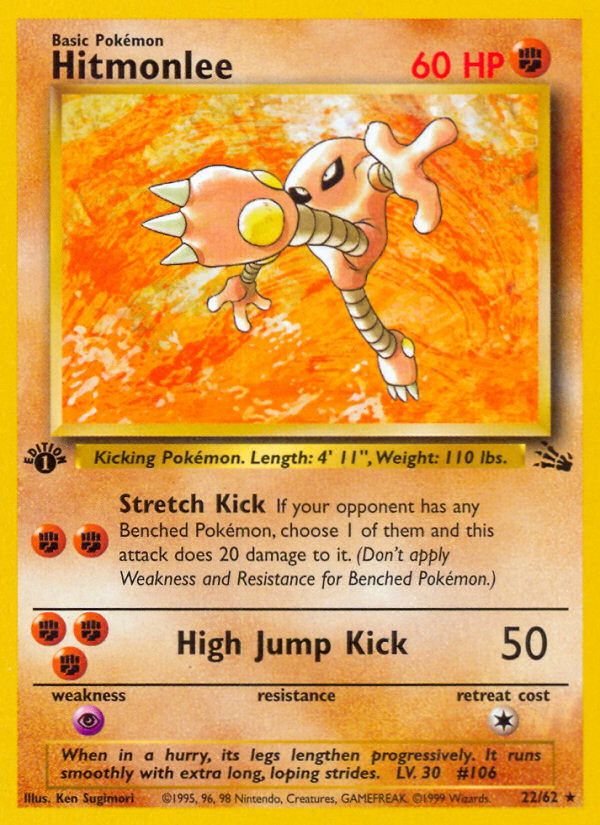 Hitmonlee (22/62) [Fossil 1st Edition] | Jomio and Rueliete's Cards and Comics