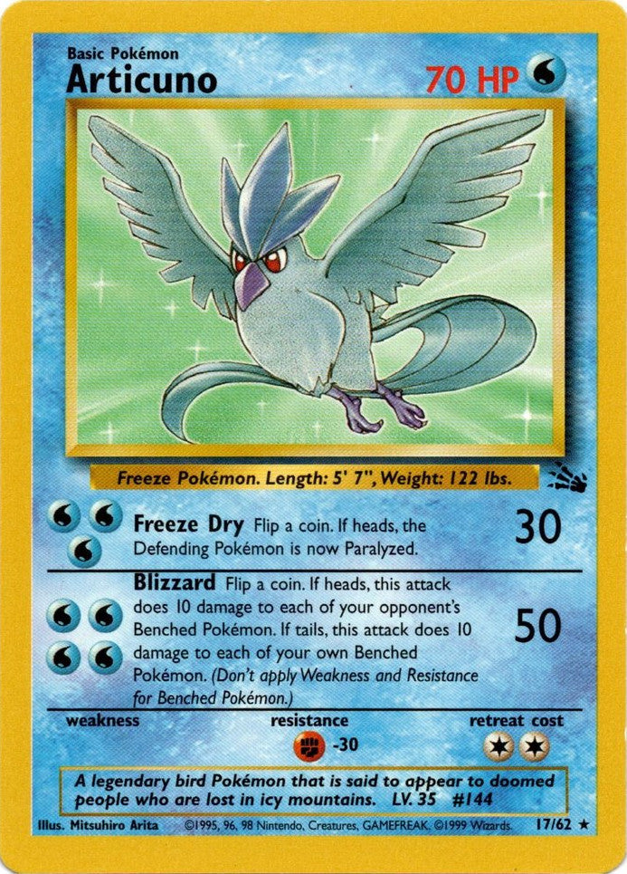 Articuno (17/62) [Fossil Unlimited] | Jomio and Rueliete's Cards and Comics
