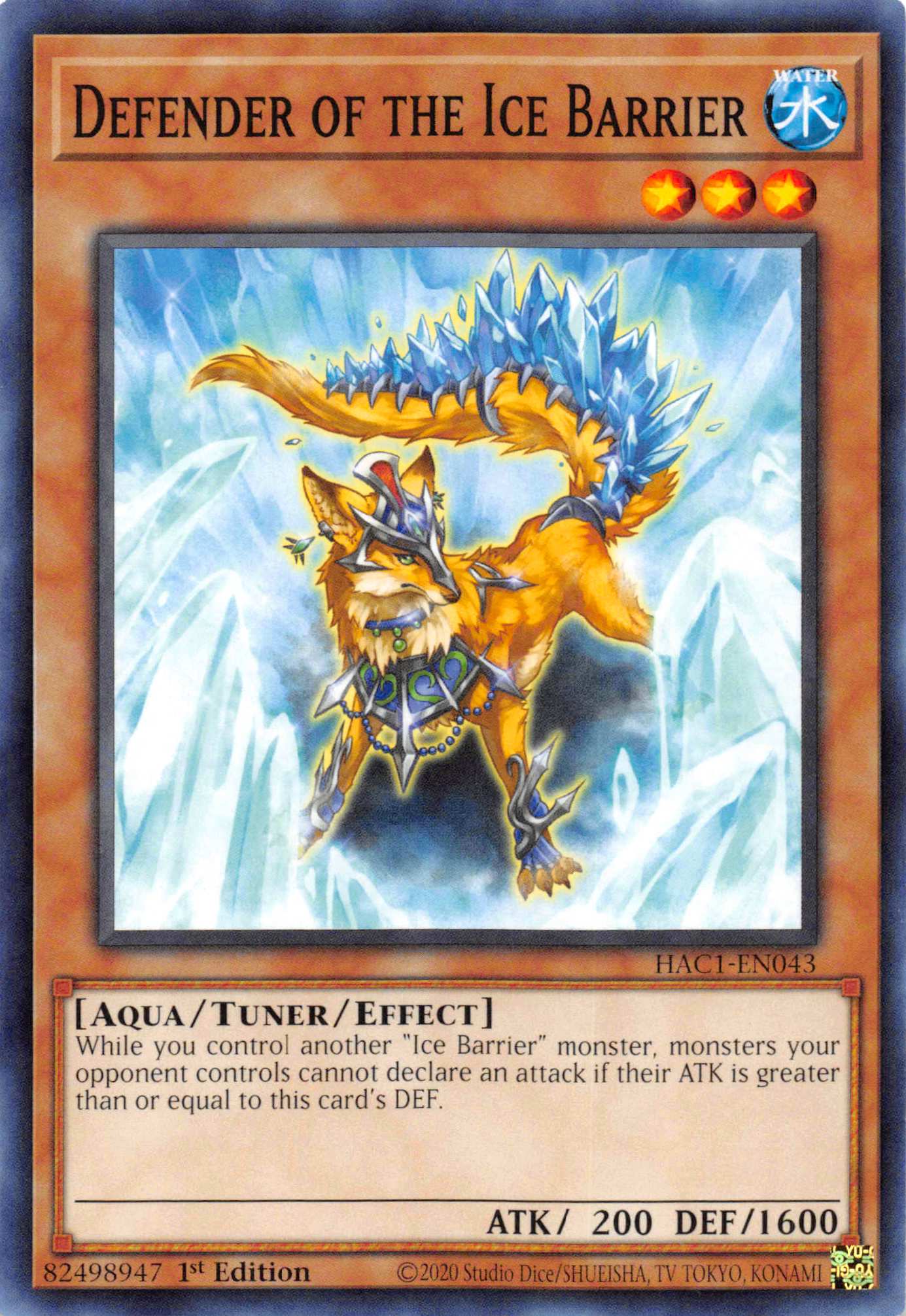 Defender of the Ice Barrier [HAC1-EN043] Common | Jomio and Rueliete's Cards and Comics