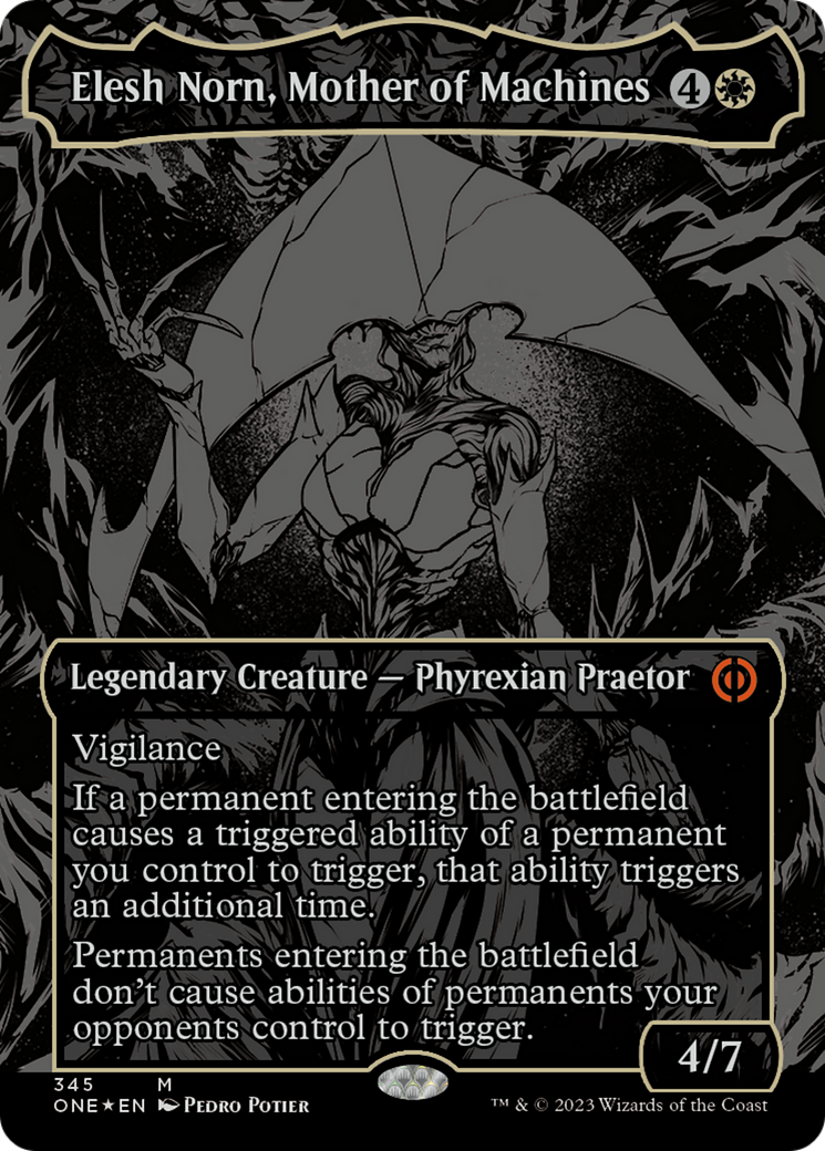 Elesh Norn, Mother of Machines (Oil Slick Raised Foil) [Phyrexia: All Will Be One] | Jomio and Rueliete's Cards and Comics
