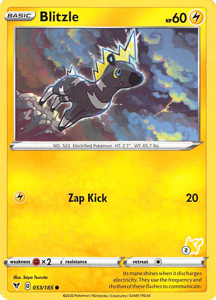 Blitzle (053/185) (Pikachu Stamp #2) [Battle Academy 2022] | Jomio and Rueliete's Cards and Comics