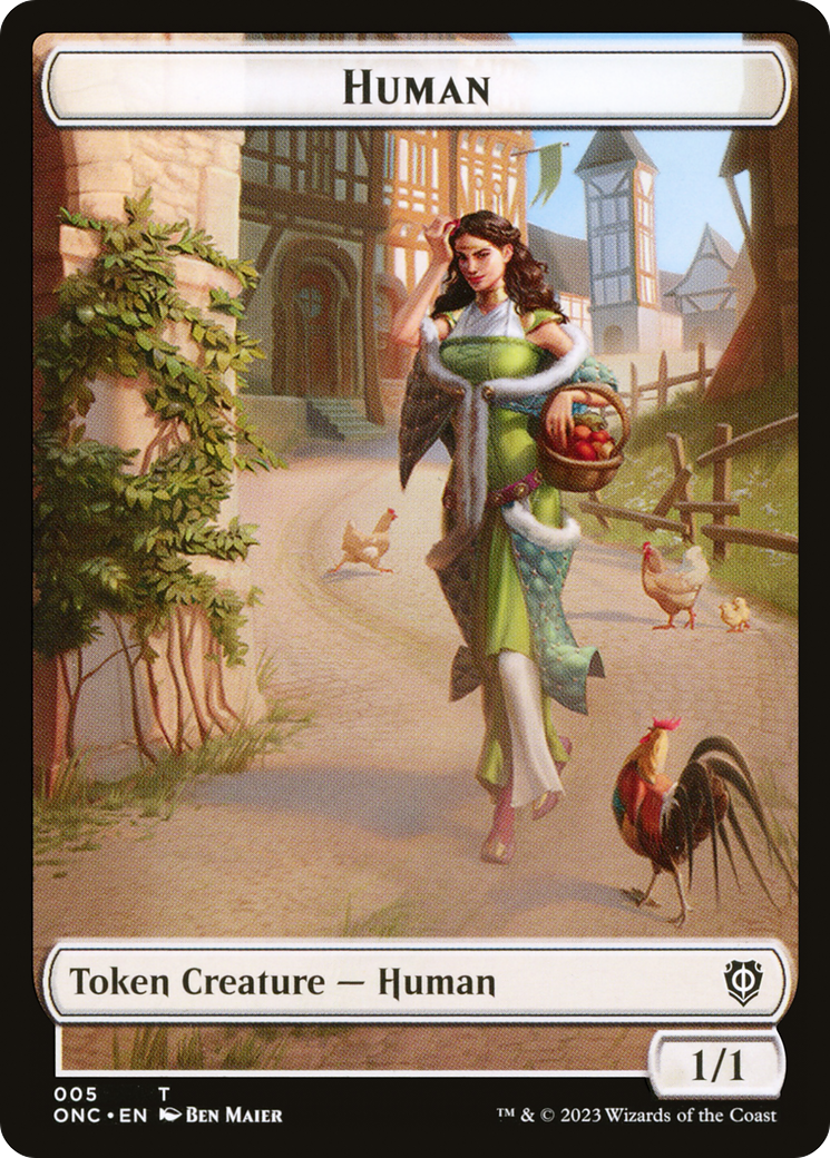 Human // Spirit Double-Sided Token [Phyrexia: All Will Be One Commander Tokens] | Jomio and Rueliete's Cards and Comics
