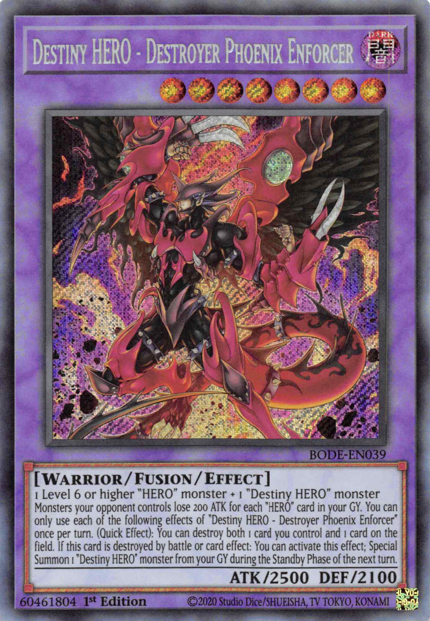Destiny HERO - Destroyer Phoenix Enforcer [BODE-EN039] Secret Rare | Jomio and Rueliete's Cards and Comics