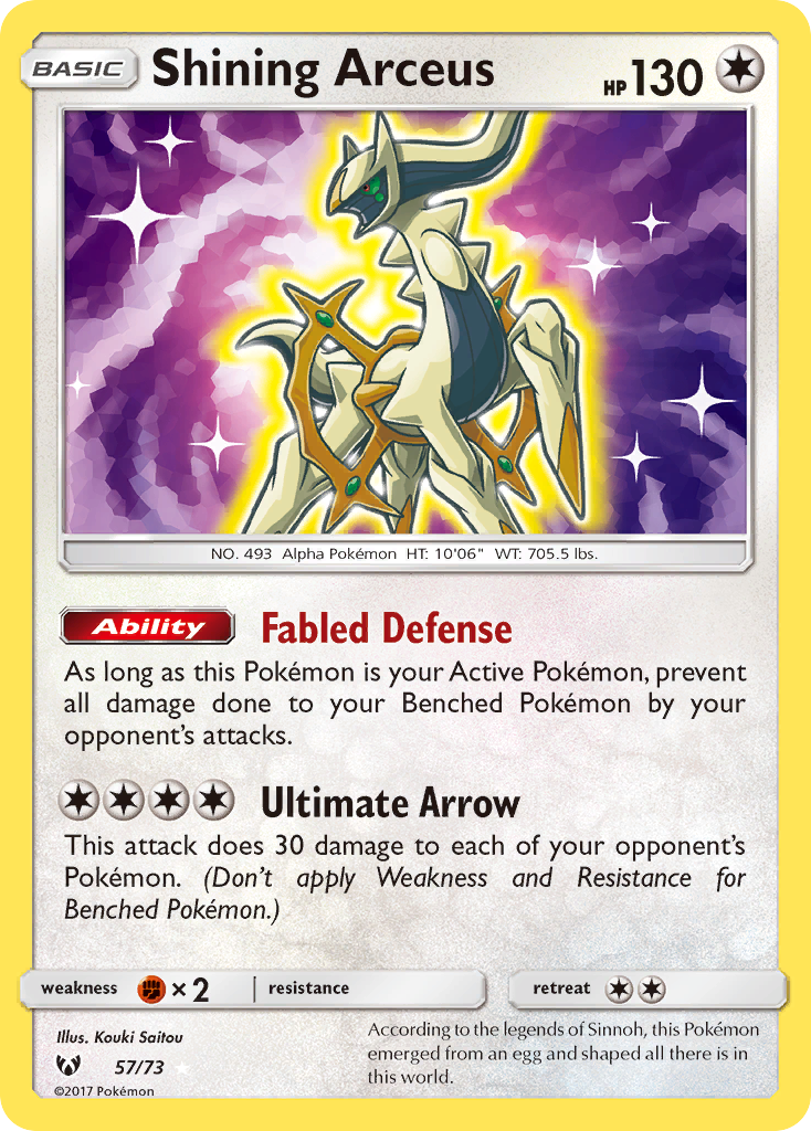 Shining Arceus (57/73) [Sun & Moon: Shining Legends] | Jomio and Rueliete's Cards and Comics
