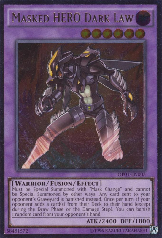 Masked HERO Dark Law [OP01-EN003] Ultimate Rare | Jomio and Rueliete's Cards and Comics