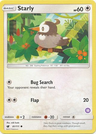 Starly (81/111) (Deck Exclusive #15) [Sun & Moon: Trainer Kit - Alolan Sandslash] | Jomio and Rueliete's Cards and Comics