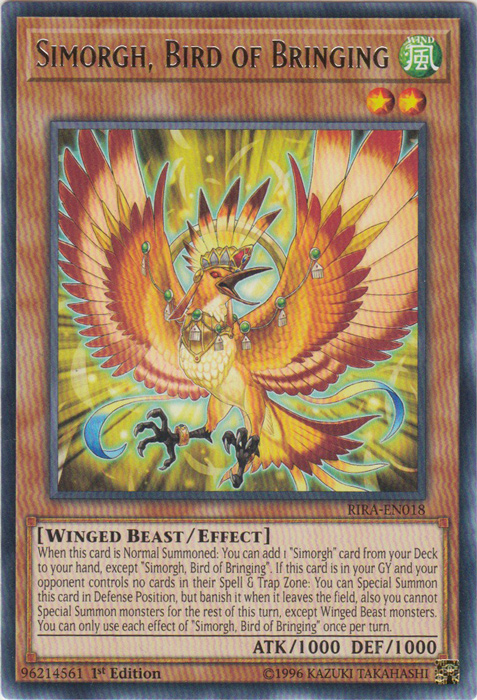 Simorgh, Bird of Bringing [RIRA-EN018] Rare | Jomio and Rueliete's Cards and Comics