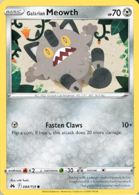 Galarian Meowth (084/159) [Sword & Shield: Crown Zenith] | Jomio and Rueliete's Cards and Comics