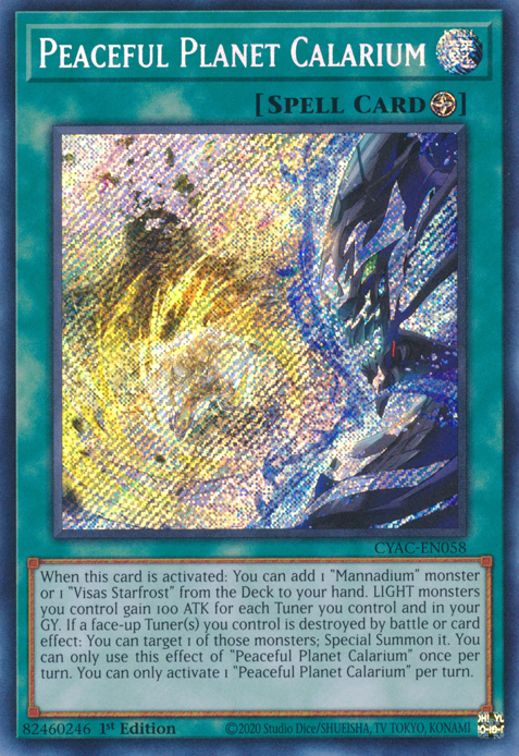 Peaceful Planet Calarium [CYAC-EN058] Secret Rare | Jomio and Rueliete's Cards and Comics