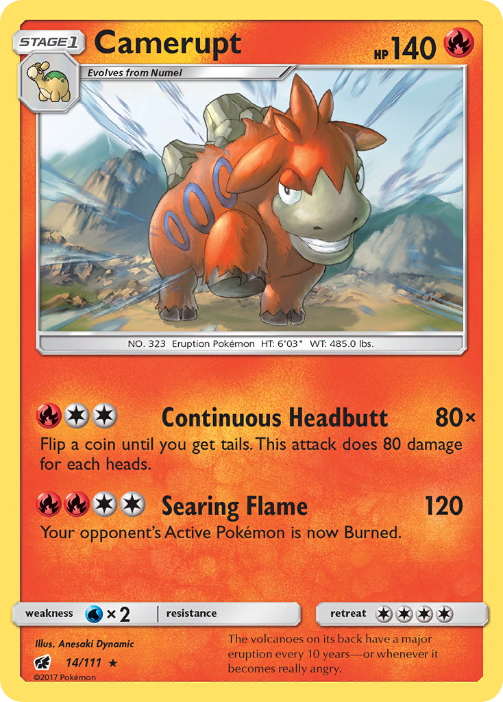 Camerupt (14/111) [Sun & Moon: Crimson Invasion] | Jomio and Rueliete's Cards and Comics