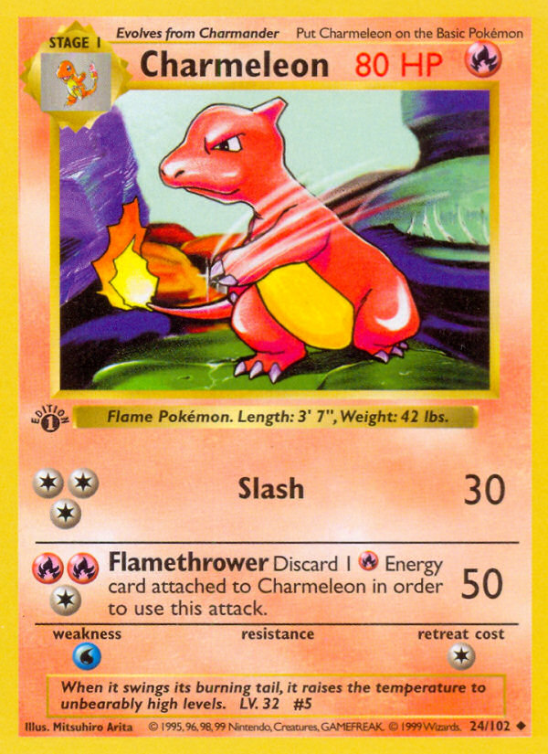 Charmeleon (24/102) (Shadowless) [Base Set 1st Edition] | Jomio and Rueliete's Cards and Comics