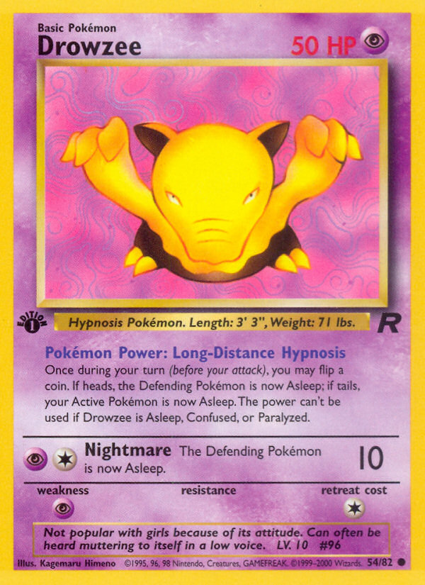 Drowzee (54/82) [Team Rocket 1st Edition] | Jomio and Rueliete's Cards and Comics