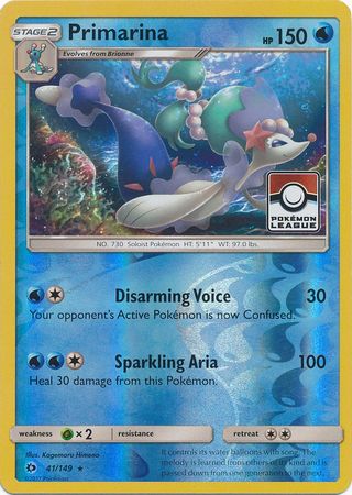 Primarina (41/149) (League Promo) [Sun & Moon: Base Set] | Jomio and Rueliete's Cards and Comics