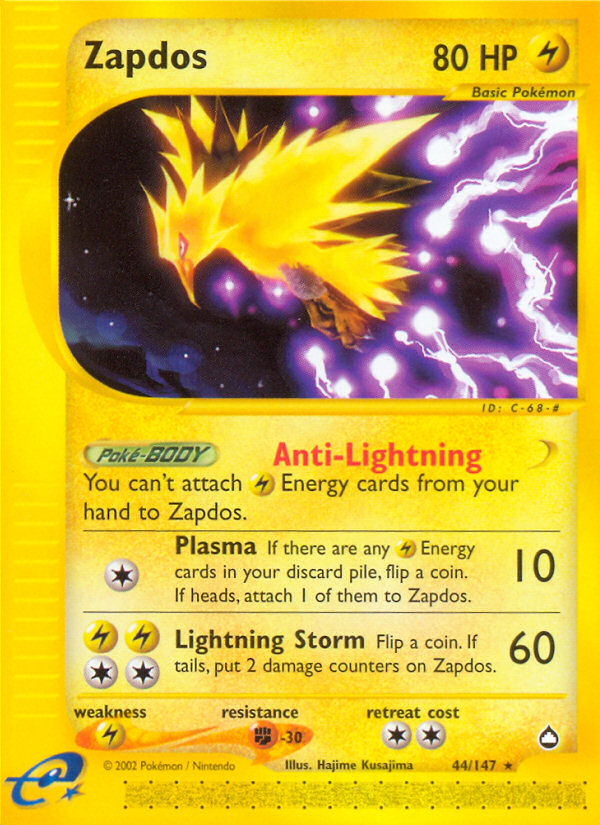 Zapdos (44/147) [Aquapolis] | Jomio and Rueliete's Cards and Comics