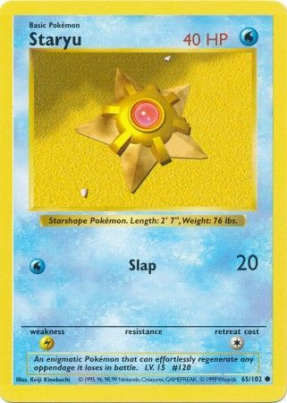 Staryu (65/102) [Base Set Shadowless Unlimited] | Jomio and Rueliete's Cards and Comics