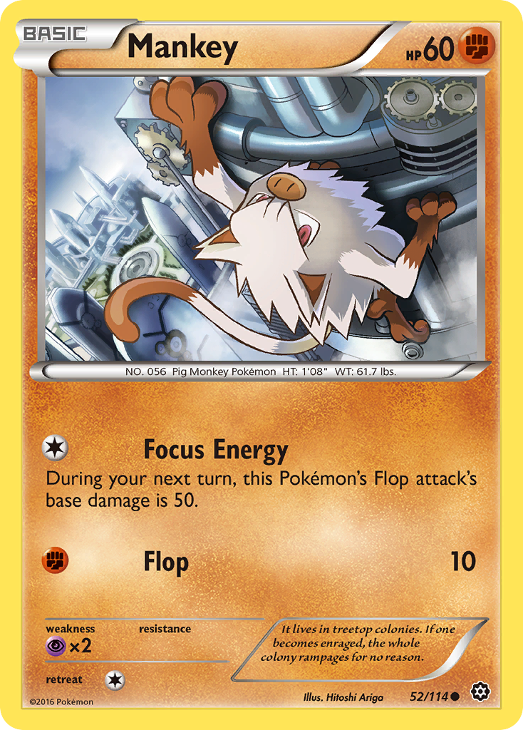 Mankey (52/114) [XY: Steam Siege] | Jomio and Rueliete's Cards and Comics