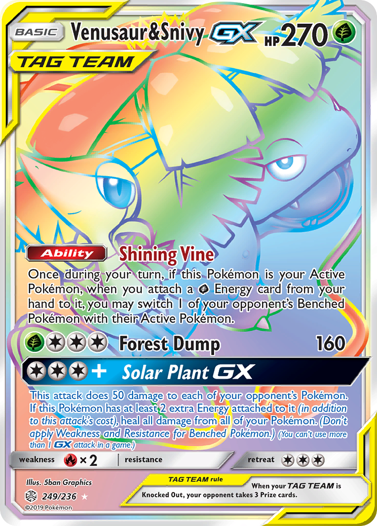 Venusaur & Snivy GX (249/236) [Sun & Moon: Cosmic Eclipse] | Jomio and Rueliete's Cards and Comics