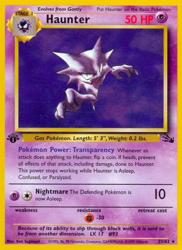 Haunter (21/62) [Fossil 1st Edition] | Jomio and Rueliete's Cards and Comics