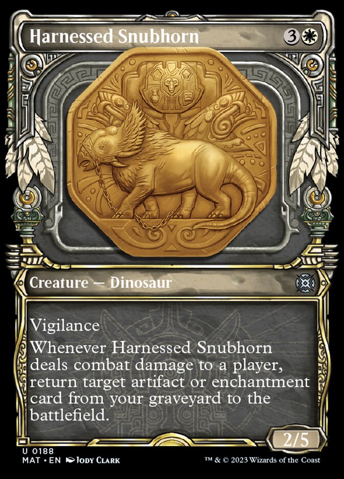 Harnessed Snubhorn (Showcase Halo Foil) [March of the Machine: The Aftermath] | Jomio and Rueliete's Cards and Comics