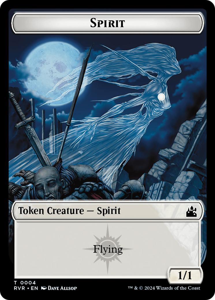 Elf Knight // Spirit (0004) Double-Sided Token [Ravnica Remastered Tokens] | Jomio and Rueliete's Cards and Comics