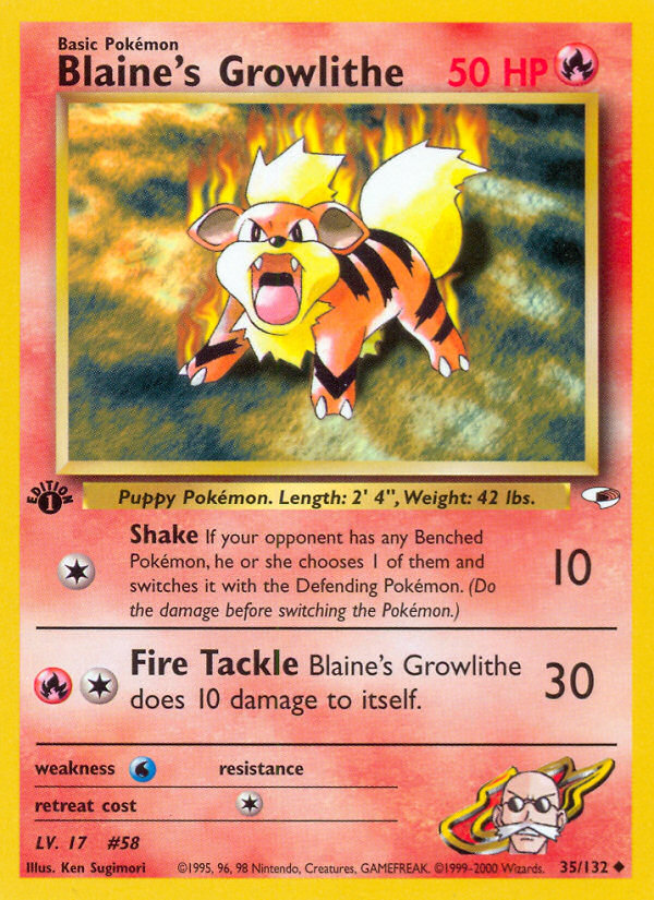 Blaine's Growlithe (35/132) [Gym Heroes 1st Edition] | Jomio and Rueliete's Cards and Comics