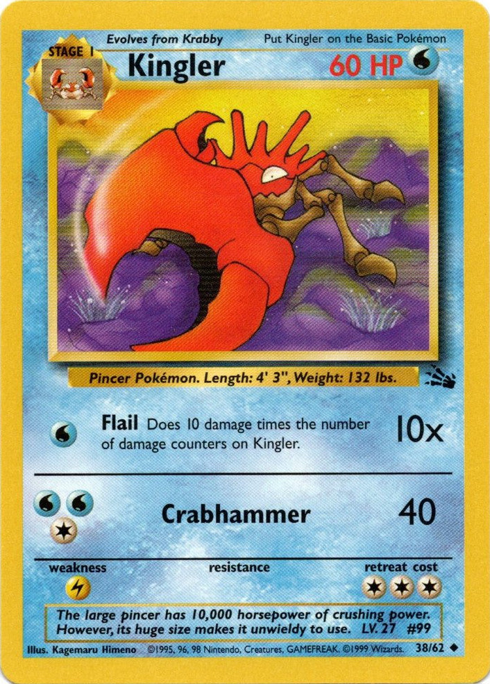 Kingler (38/62) [Fossil Unlimited] | Jomio and Rueliete's Cards and Comics