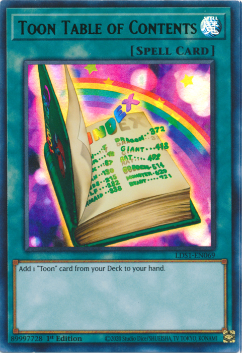 Toon Table of Contents (Green) [LDS1-EN069] Ultra Rare | Jomio and Rueliete's Cards and Comics