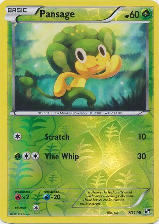 Pansage (7/114) (Energy Holo) [Black & White: Base Set] | Jomio and Rueliete's Cards and Comics
