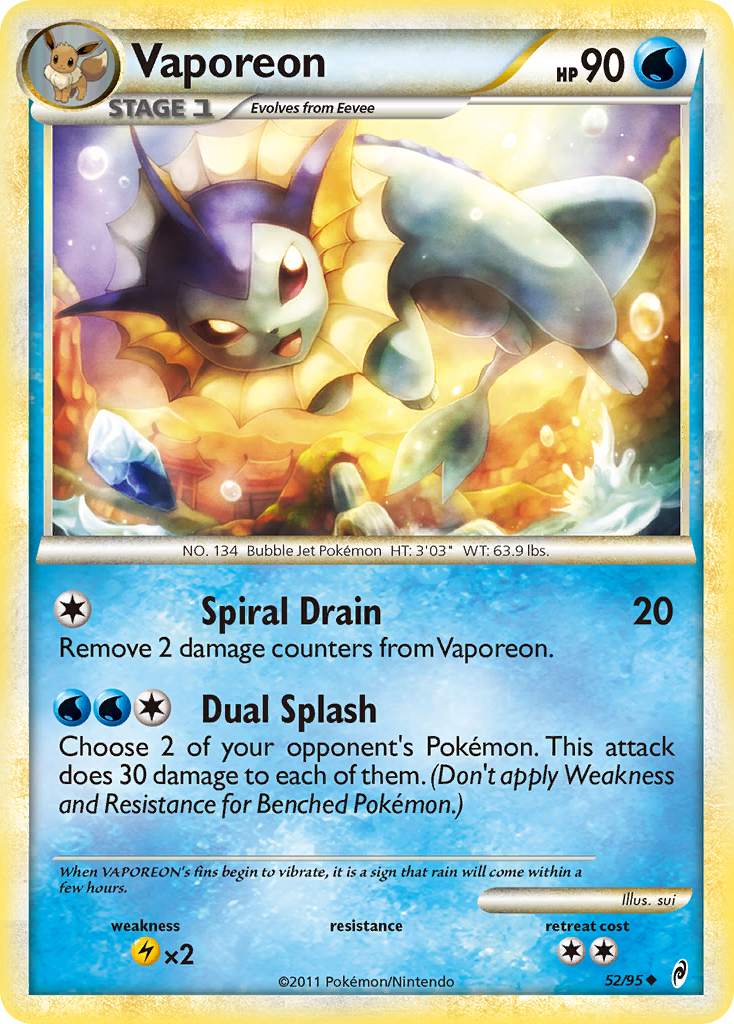 Vaporeon (52/95) [HeartGold & SoulSilver: Call of Legends] | Jomio and Rueliete's Cards and Comics